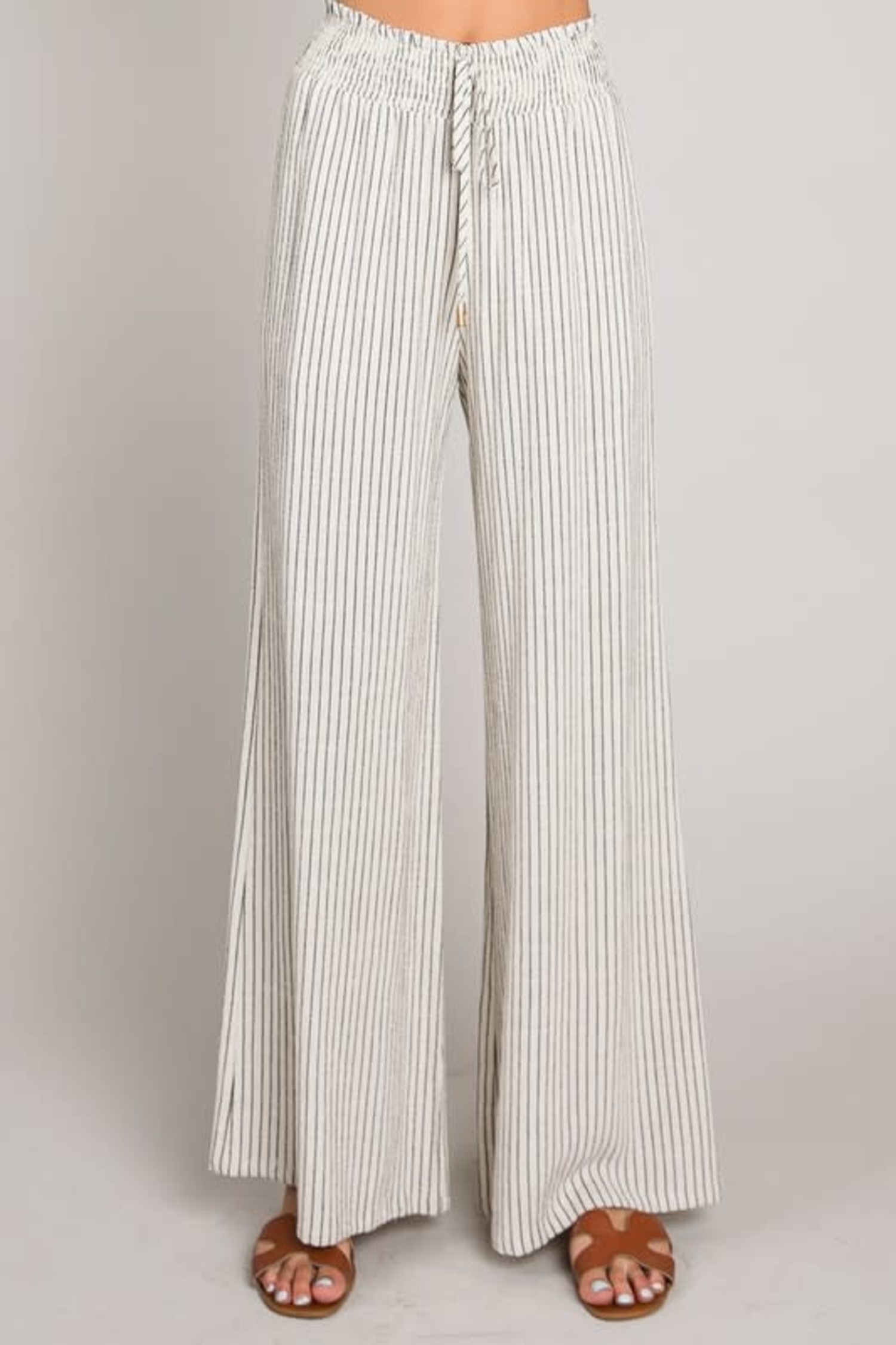 Zoey Soft Striped Linen Smocked Pants