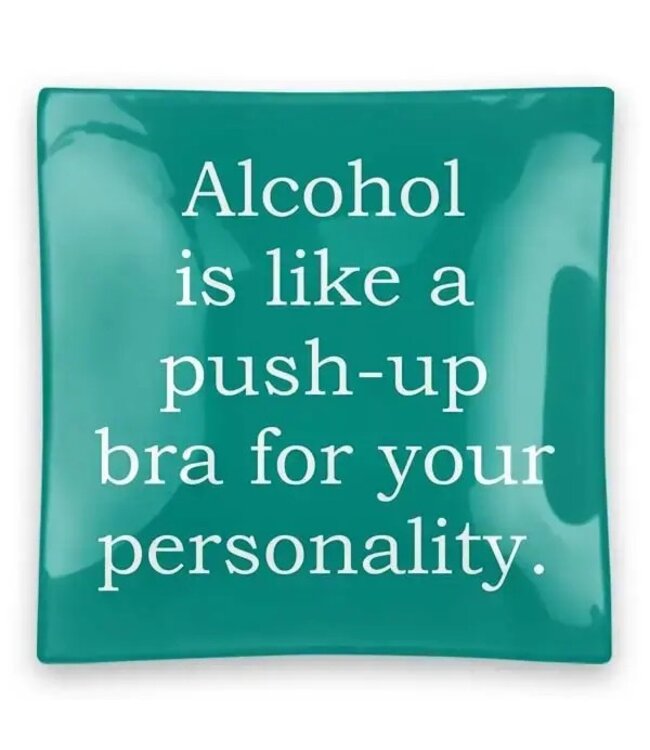 Qoutes Square Glass Trinket Trays Push Up Bra