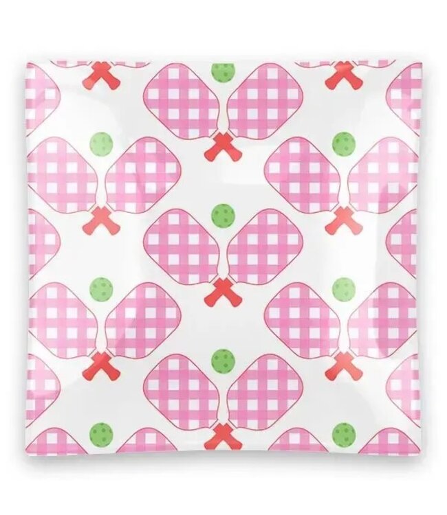 Pink Pickle Glass Square Trinket Trays