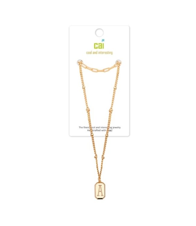 Gold Layering Tag Initial Necklace