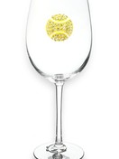 Gold Swirl Fleur de Lis Jeweled Stemmed Wine Glass Stemmed