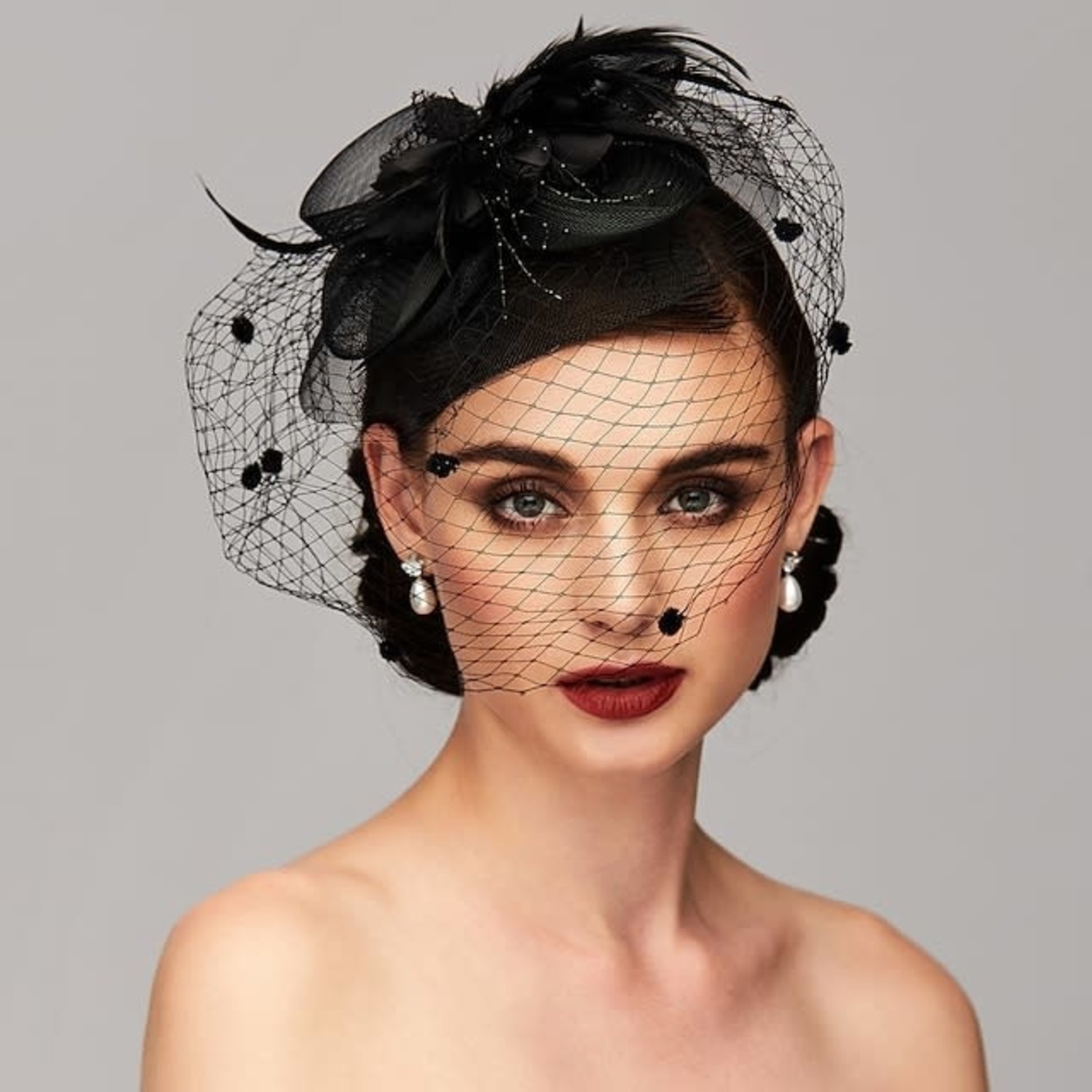LIGHT IN THE Elegant Fascinators Hats Linen Net Mesh - Amber Marie and Company