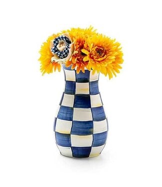 MACKENZIE CHILDS Royal Check Tall Vase & Bouquet Set