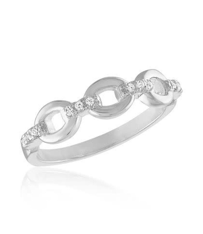Linked CZ Loop Stack Ring