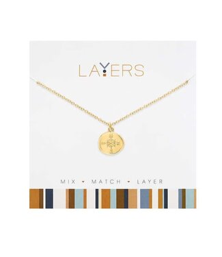 Gold Compass Layers Necklace
