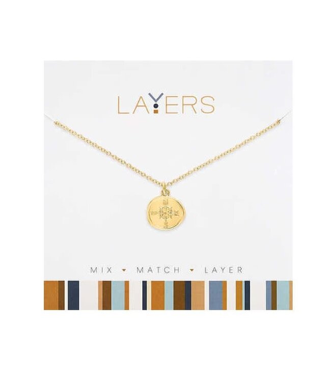 Gold Compass Layers Necklace