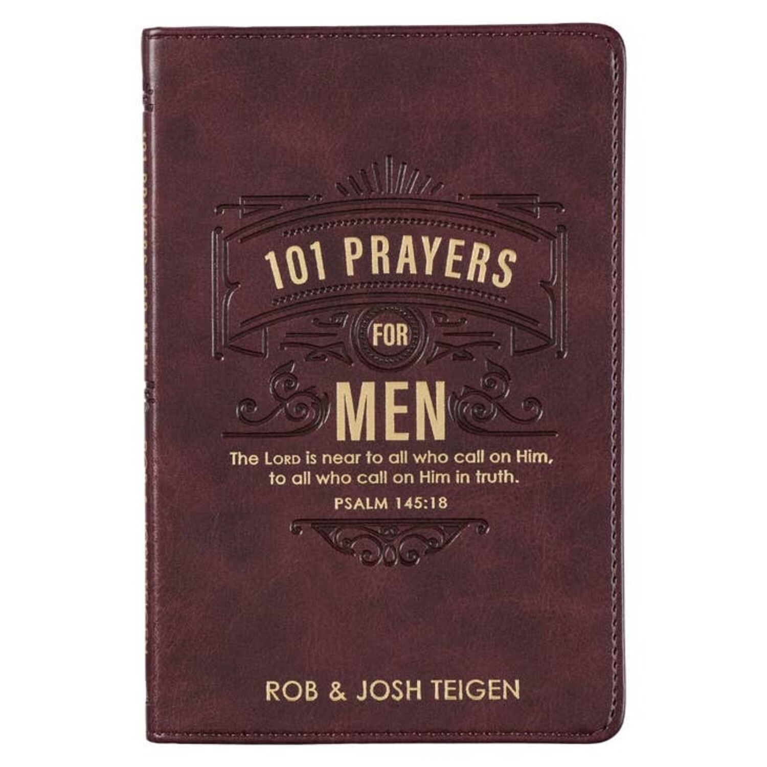 CHRISTIAN ART GIFTS 101 Prayers for Men Brown Faux Leather Gift Book -  Psalm 145:18 - Amber Marie and Company