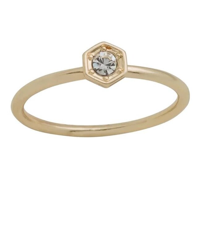 Hexagon CZ Gold Layers Ring