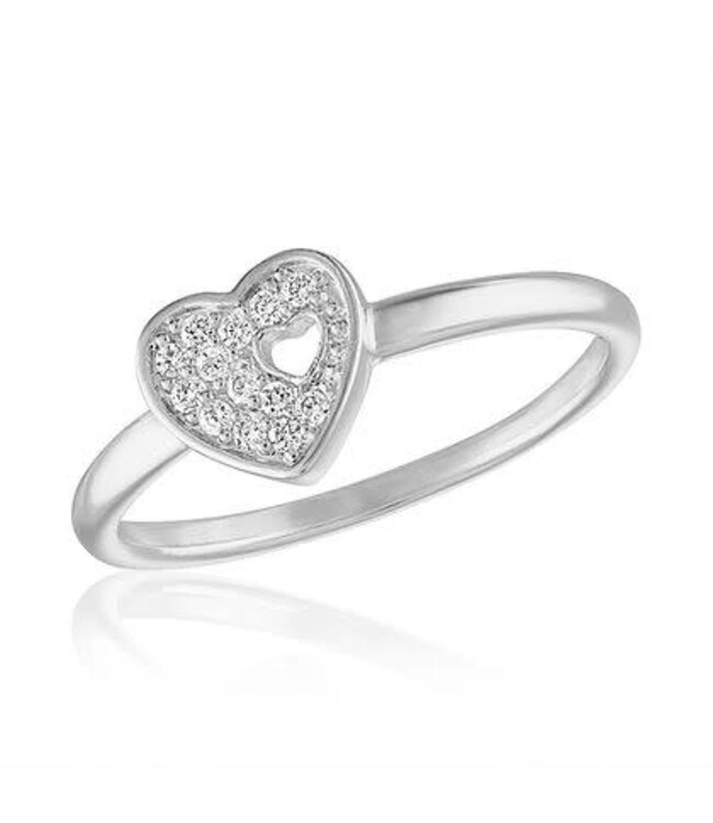 Cutout CZ Heart Stack Ring