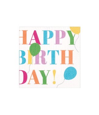 Birthday Surprise Paper Cocktail Napkins In White