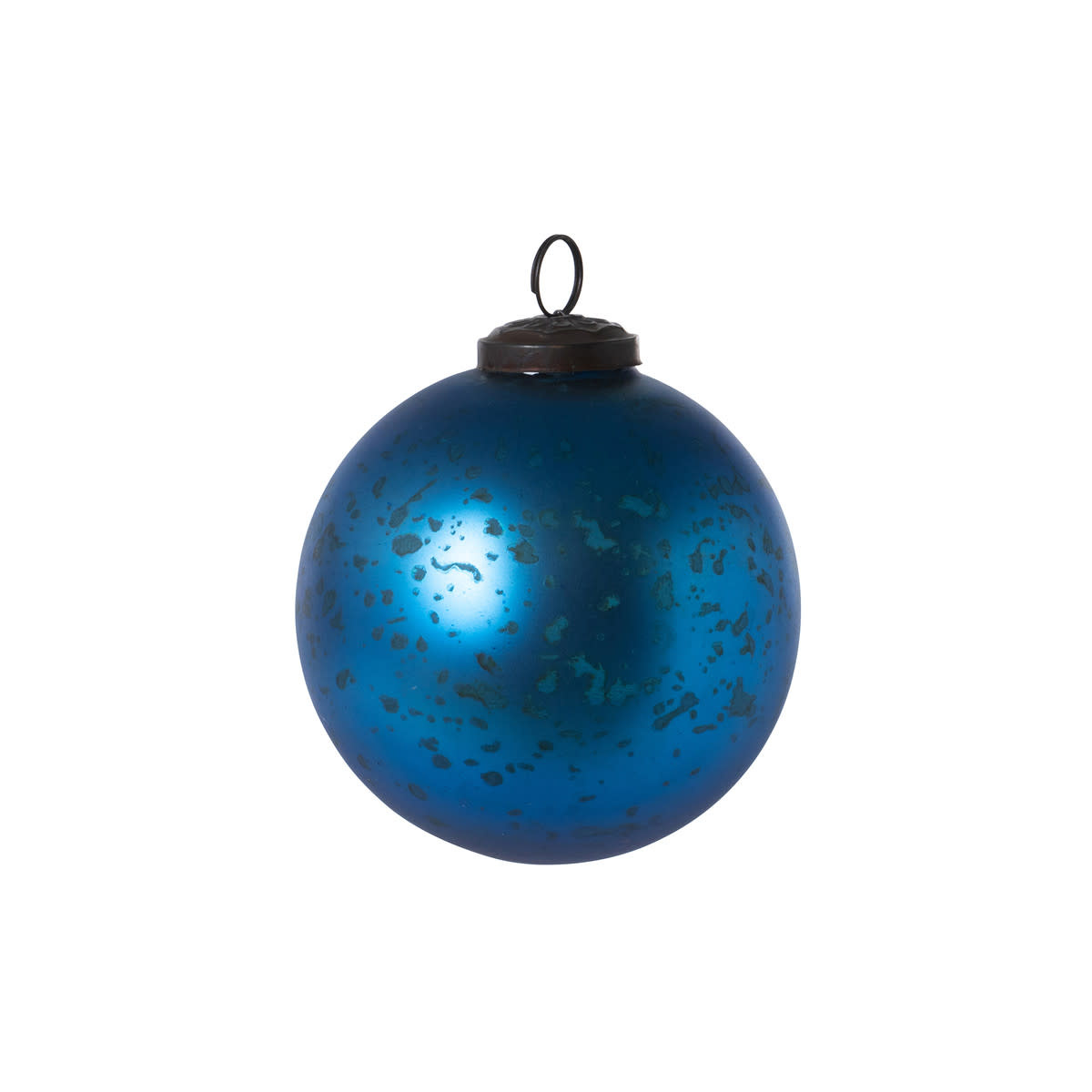 Antique Matte Blue Glass Ball Ornament Amber Marie and Company