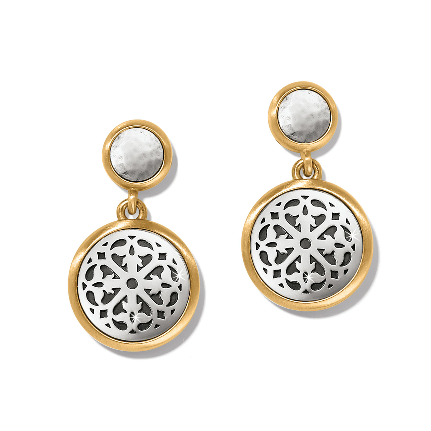 Two tone drop earrings deals