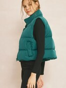 Sierra Cropped Puffer Zip-Up Vest - Amber Marie and Company