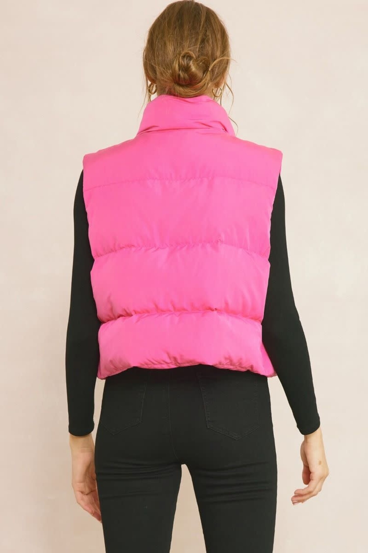 Cropped Puffer Vest - Chocolate