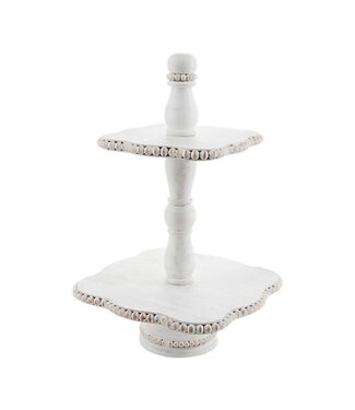 White Beaded Tiered Server