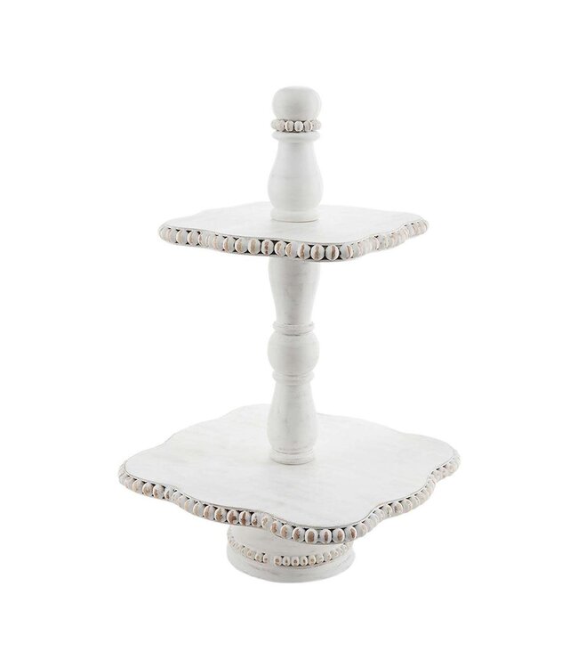 White Beaded Tiered Server