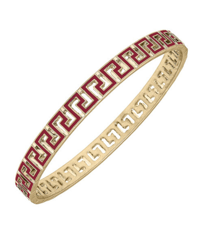 Ryan Game Day Greek Keys Enamel Bangle In Crimson