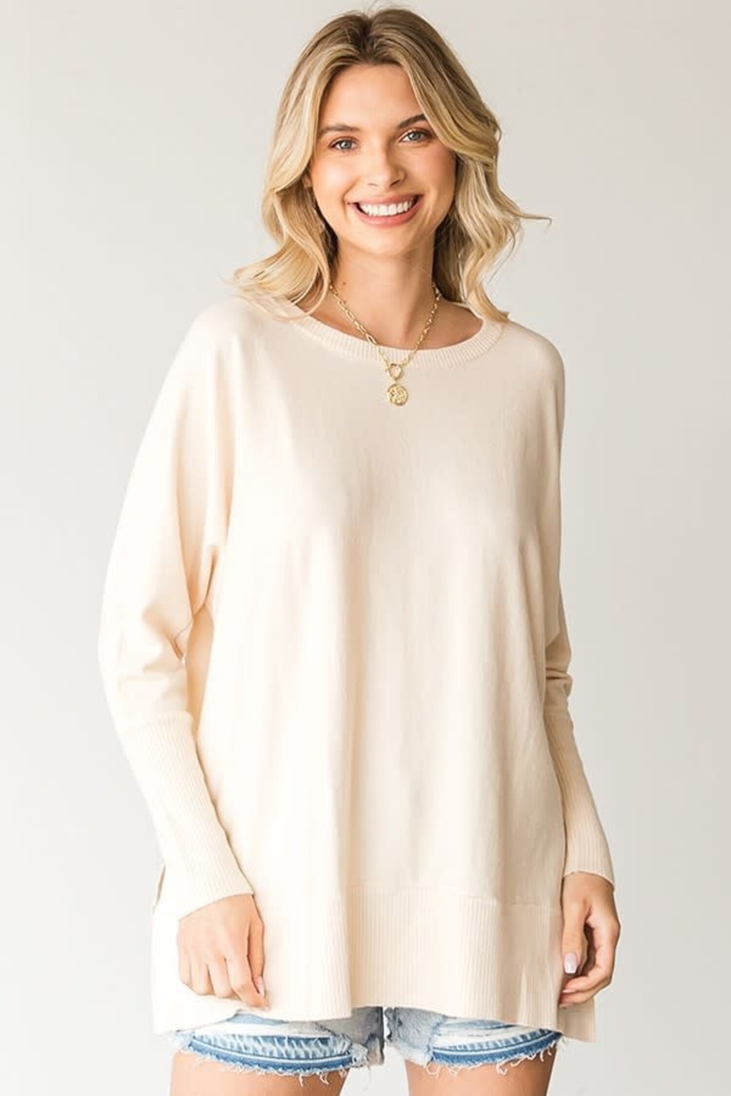 24/7 Comfort Apparel Women's Loose Fit Dolman Top with Wide Sleeves