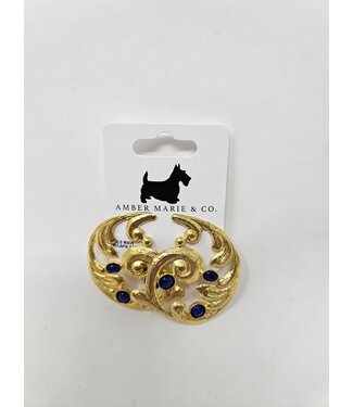GOLD WAVE W/LAPIS EARRING