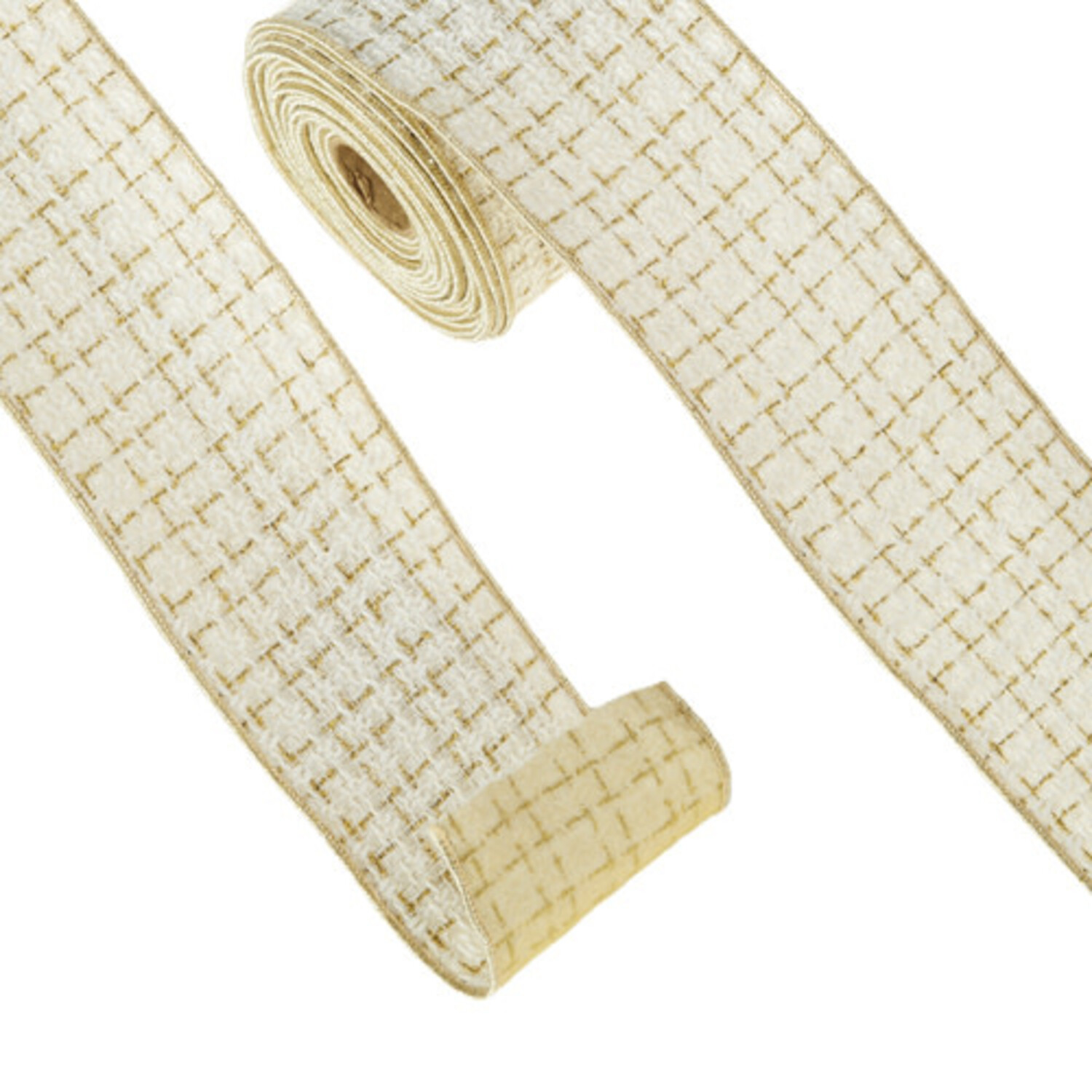 Tweed Gold Wired Ribbon - 2.5 Wide Online Ribbon - May Arts Ribbon