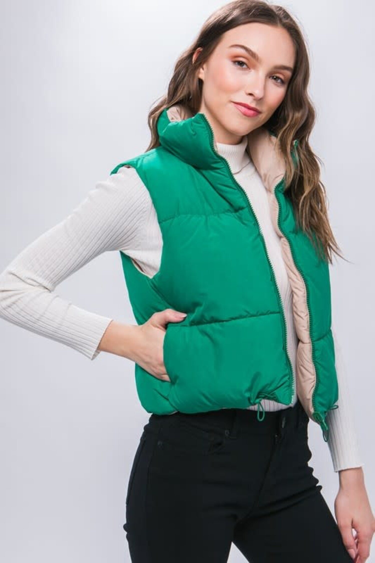Mica Woven Solid Reversible Vest - Amber Marie and Company