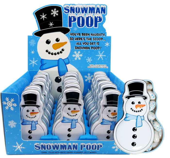 Snowman Poop Tin (White Cherry Flavor Jelly Beans) Amber Marie and
