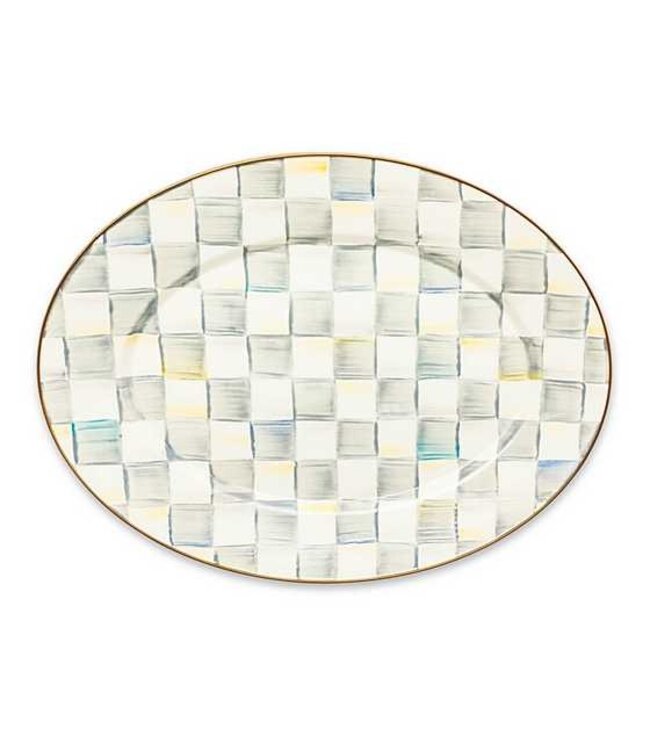 MACKENZIE CHILDS Sterling Check Enamel Oval Platter - Medium