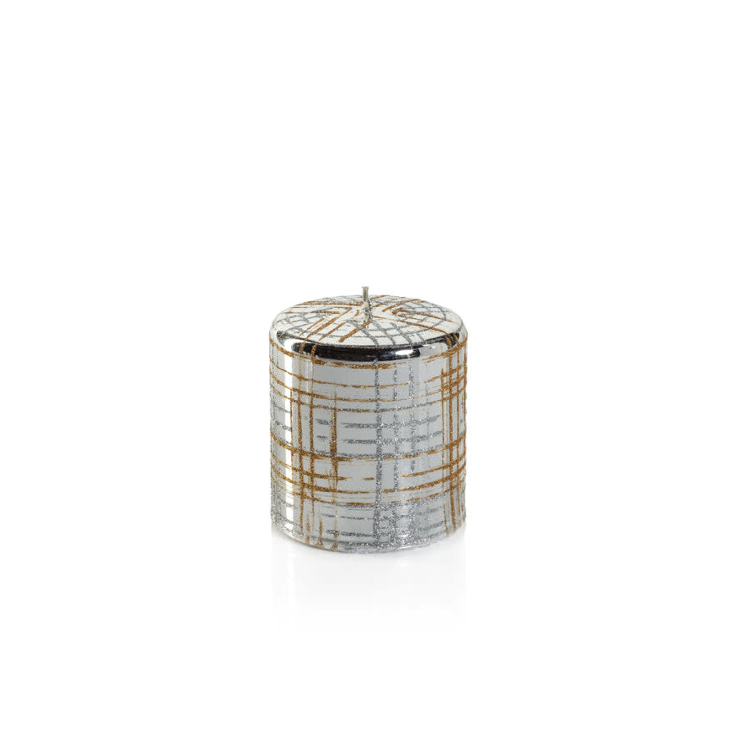 Zodax Metallic Pillar Candle with Gold & Silver Glitter