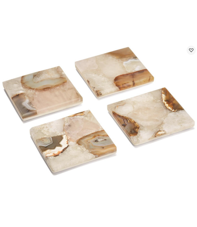 Agate Coaster with Marble Base Set