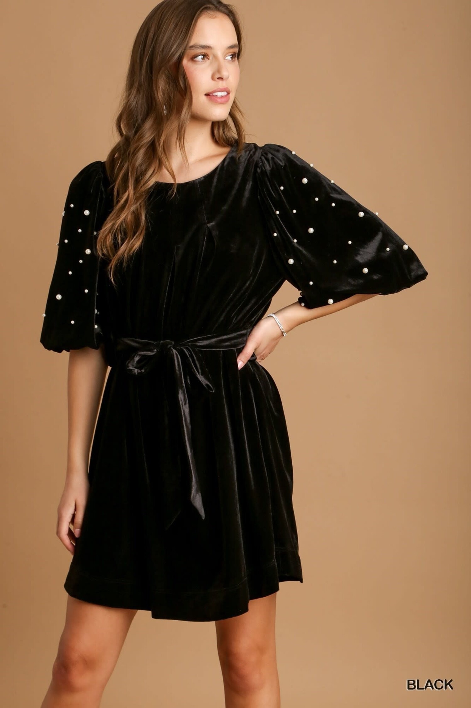 Blush Velvet Long Party Dress with Short Sleeves – Dreamdressy