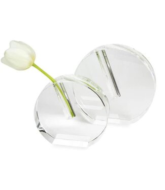TIZO Crystal Glass Bud Vase - Round Flat