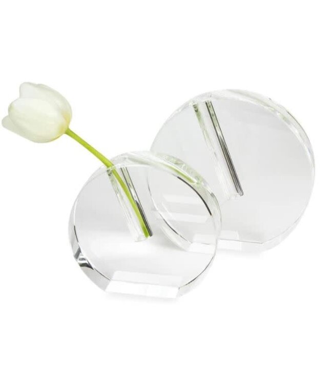 TIZO Crystal Glass Bud Vase - Round Flat