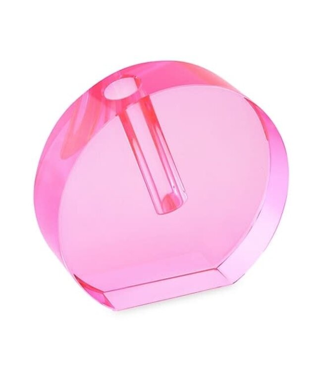TIZO Pink Crystal Flat Round Vase - Large