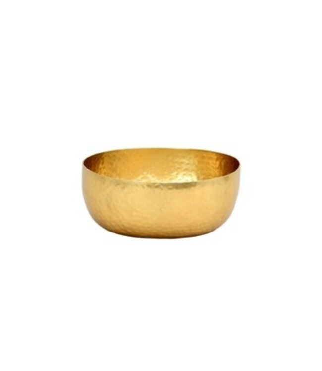 Gold Aluminum Hammered Oval Bowl