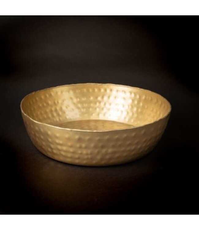 Gold Hammered Aluminum Serving Bowl Large