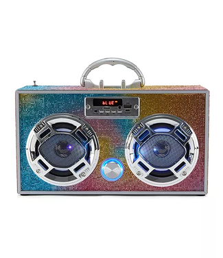 Bluetooth FM Radio With LED Speaker Swirl Bling Boombox