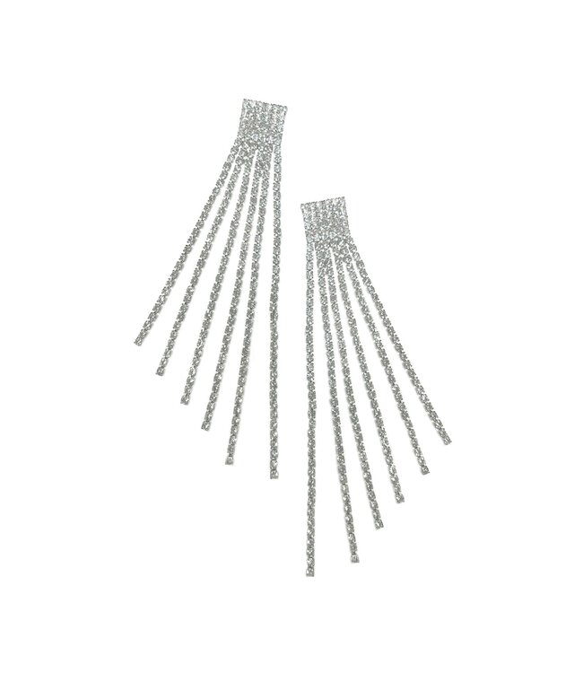 Abstract Rhinestone Fringe Earrings