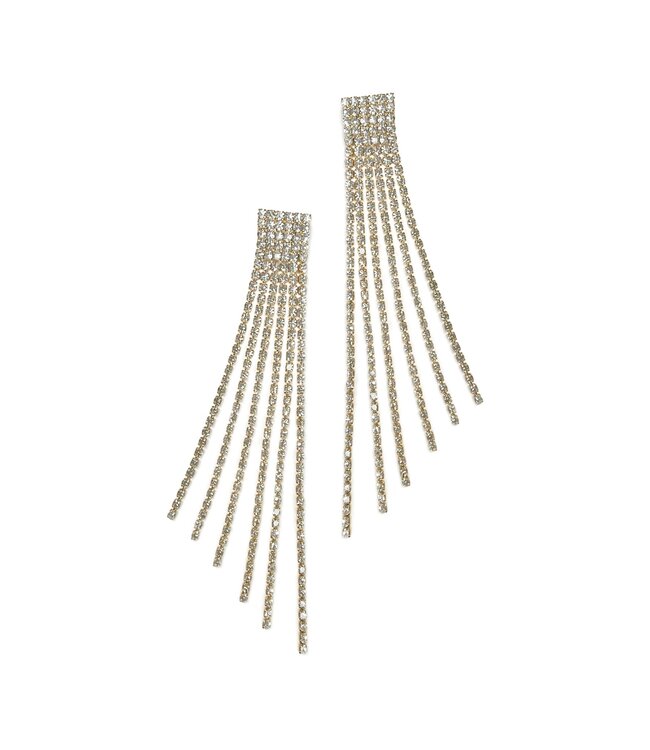 Abstract Rhinestone Fringe Earrings