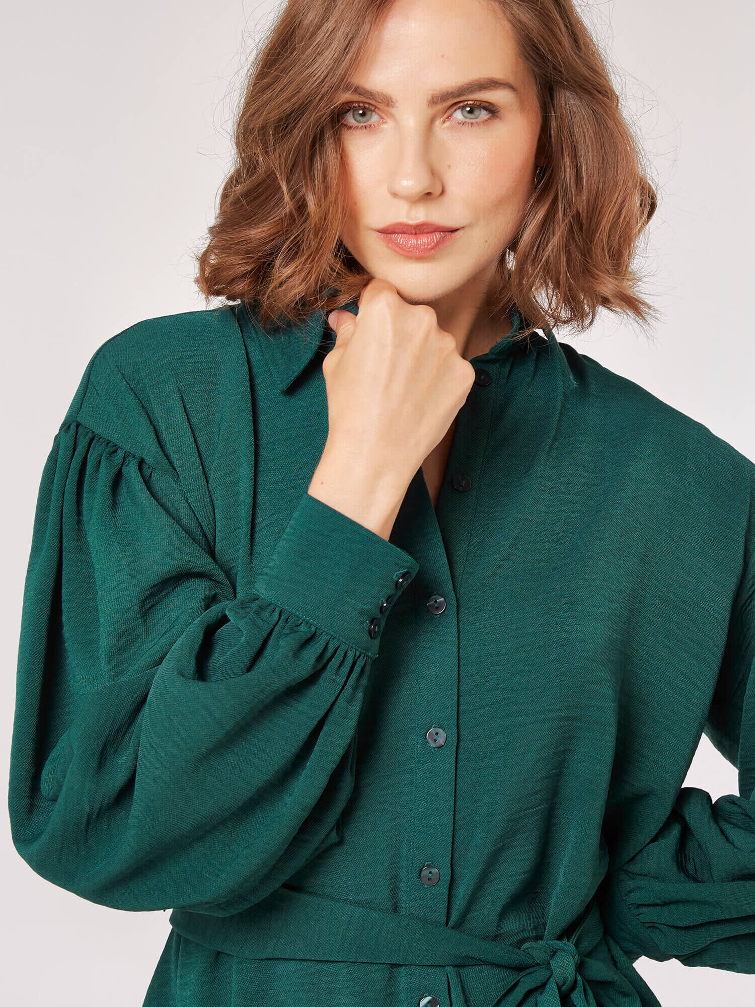 Sophia Volume Sleeve Shirt Dress - Amber Marie and Company