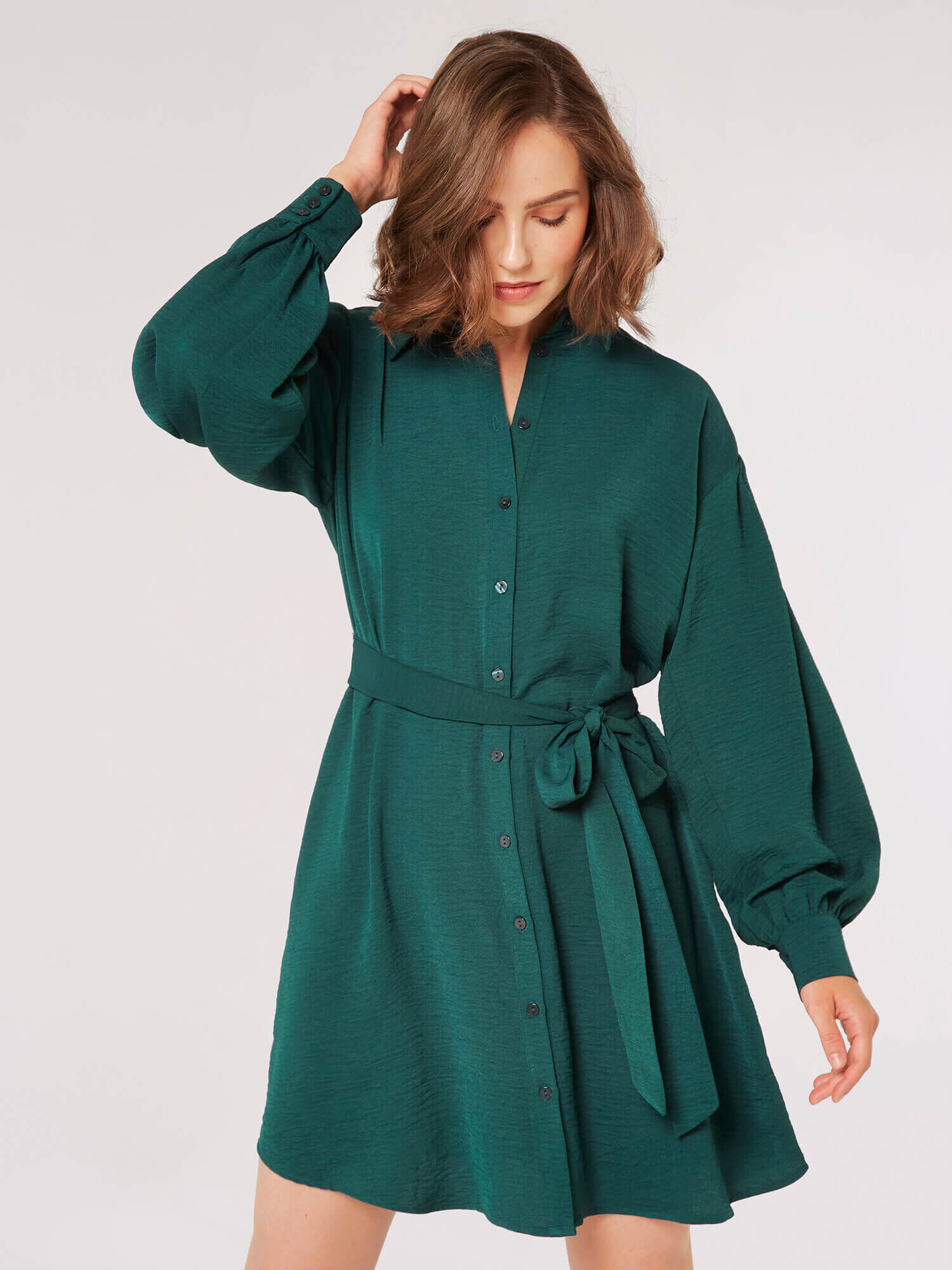 Sophia Volume Sleeve Shirt Dress - Amber Marie and Company