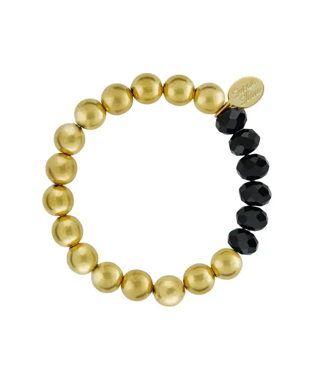 SUSAN SHAW Black Crystal Margaret Stretch Bracelet