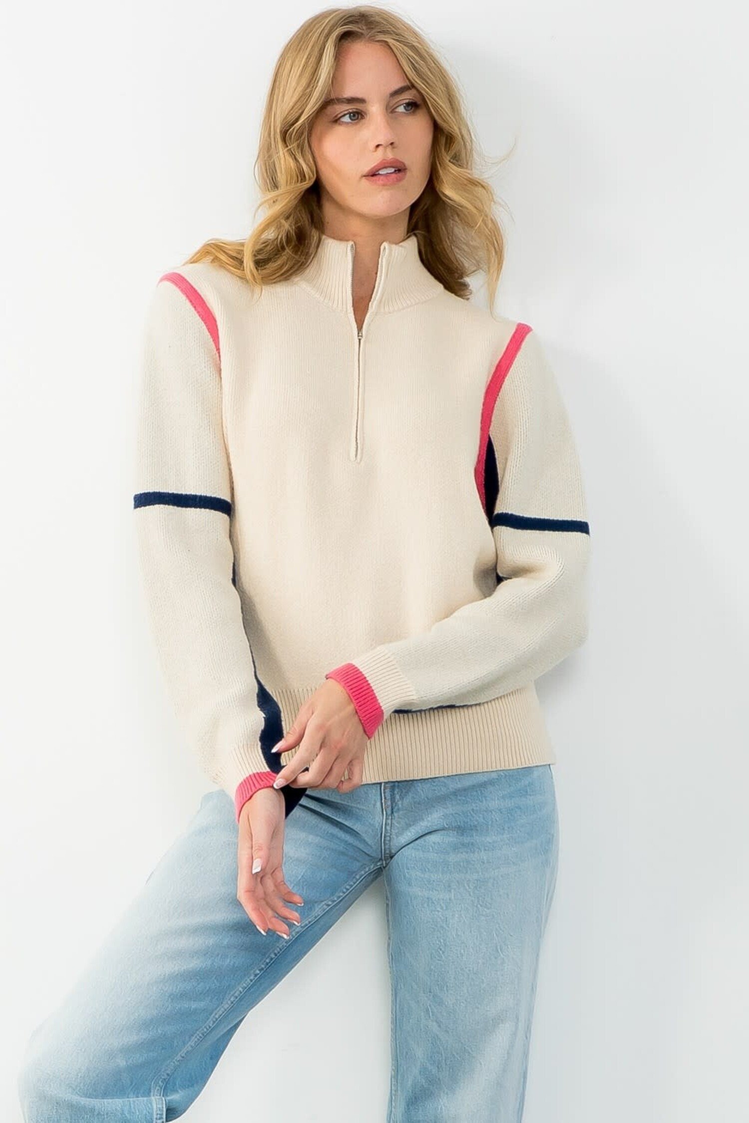 Emma Rib Knit Half Zip Sweater