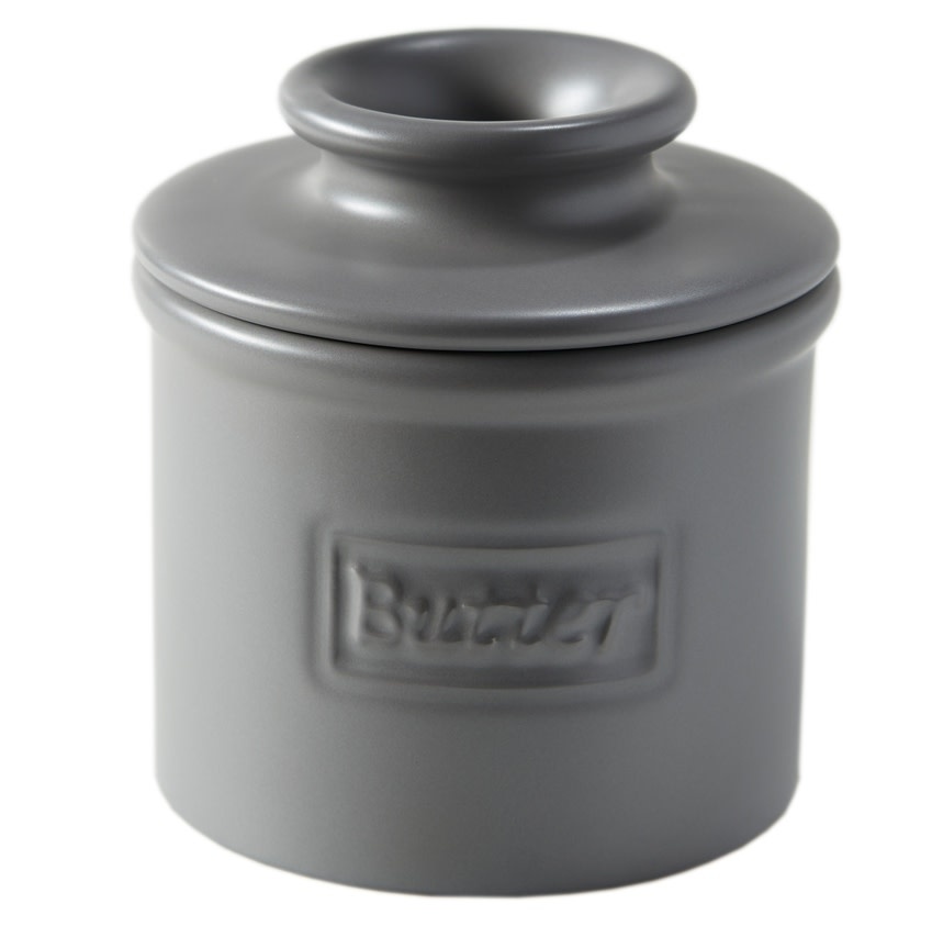 Café Matte Collection Butter Bell Crock Steel Gray Matte Amber