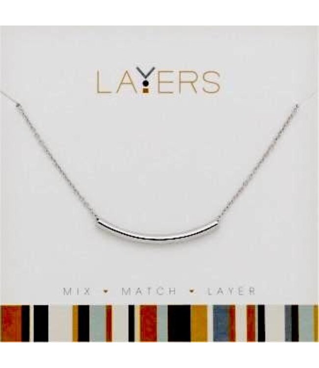 Silver Curve Bar Layers Necklace