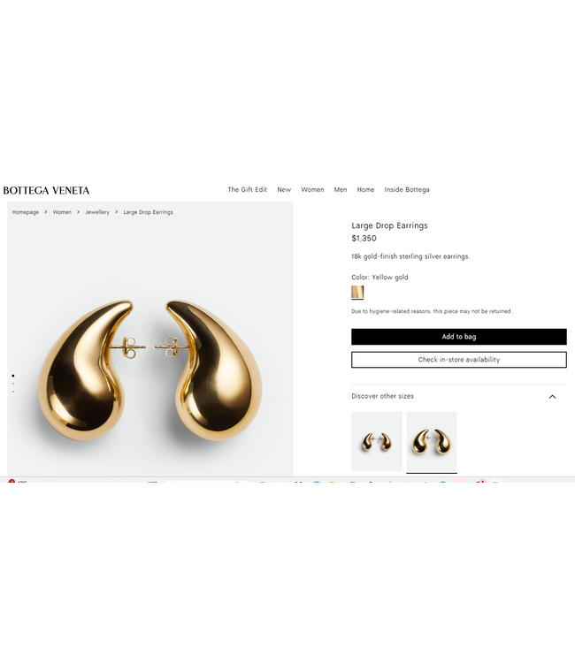 Metal Tears Charm Earring - Bottega Veneta Dupes
