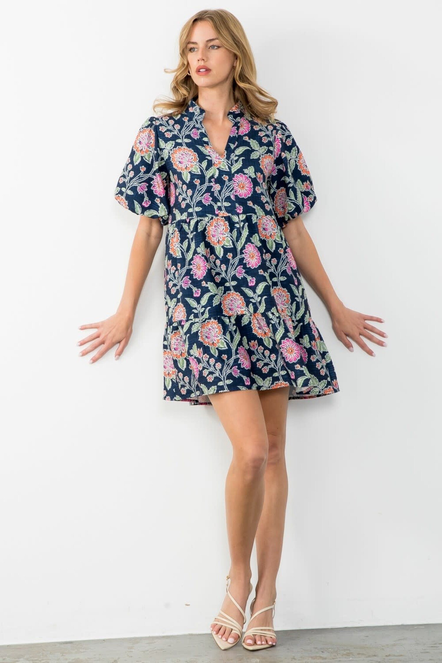 Alyssa Puff Sleeve Flower Print Dress - Amber Marie and Company