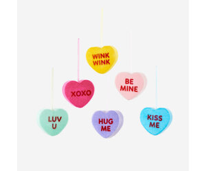 Hanging Flocked Conversation Heart - Sold Individually - Amber Marie and  Company