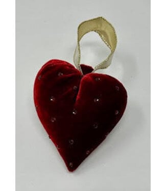 HOT SKWASH Small Crystal Silk Velvet Heart With Ribbon