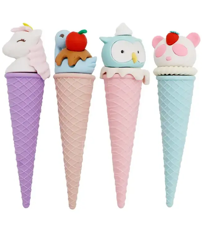 Animal Ice Cream Cone TPU Erasers - Sold Individually