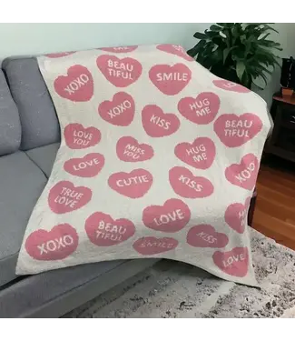 Luxury Cozy Conversation Heart Print Throw Blanket